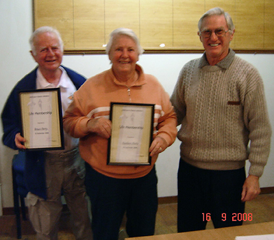 Bruce and Noeleen Perry awarded Life Membership in 2008 by Jim Blair